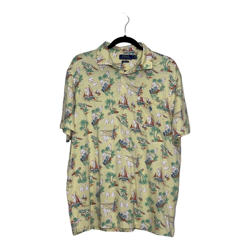 Polo Ralph Lauren Hawaiian Island Yellow Cotton Polo Shirt Size L